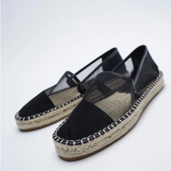 Zara Shoes - Zara Black Mesh Espadrille Slip On Shoe Size 36 (US Size 6)
